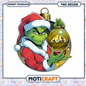 Grinch Holding Christmas Ornament PNG Instant Download Design Grinch Holding Christmas Ornament PNG Instant Download Design