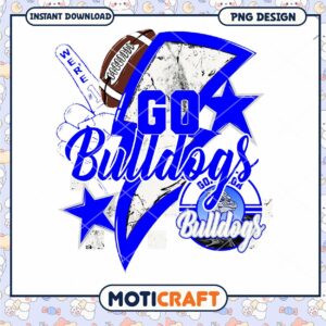 Cheerful Go Bulldogs Football PNG Design Instant Download