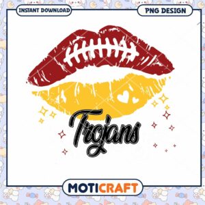 Trojans Football Kiss Lip Graphic PNG Download Design