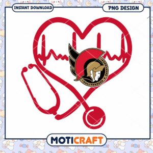 Ottawa Senators Heartbeat Stethoscope PNG Design