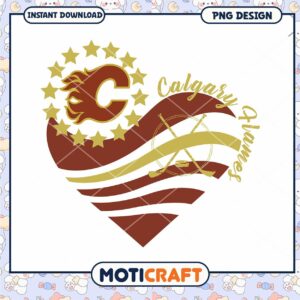 Calgary Flames Heart Design Instant Download PNG