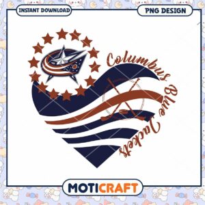 Columbus Blue Jackets Heart PNG Design Download
