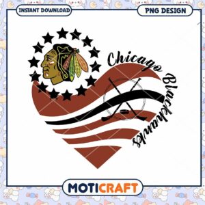 Chicago Blackhawks Heart Design PNG Instant Download