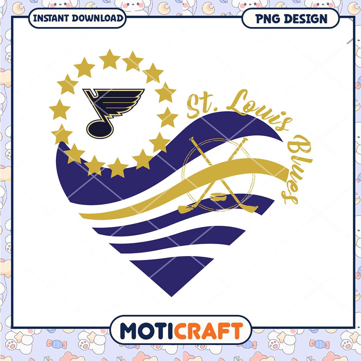 St Louis Blues Heart Design PNG Instant Download St Louis Blues Heart Design PNG Instant Download