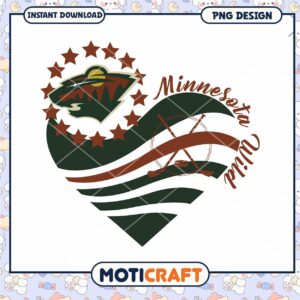 Minnesota Wild Heart Graphic PNG Design Download