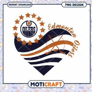 Edmonton Oilers Heart Design PNG Instant Download