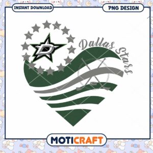 Dallas Stars Heart Design Instant Download PNG Art