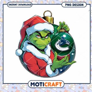 Grinch Christmas PNG Design with Vancouver Canucks