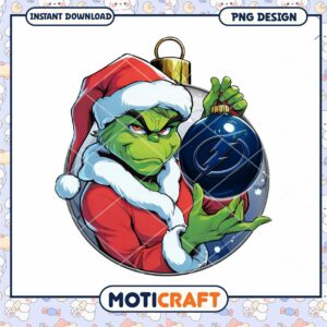 Grinch Holding Holiday Ornament PNG Design Download