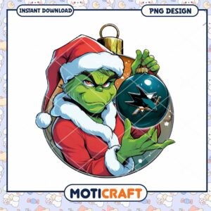 Grinch Christmas PNG Art with Ornament Download