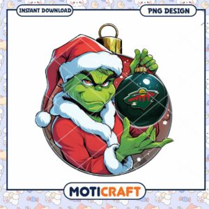 Grinch Holding Christmas Ornament PNG Download Design