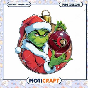 Grinch Holiday Ornament PNG Design Downloadable Art