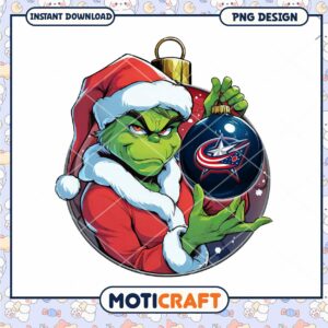 Grinch Holding Columbus Blue Jackets Ornament PNG