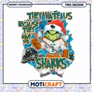 San Jose Sharks Grinch Christmas PNG Design Download