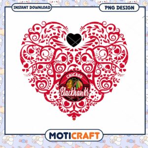 Chicago Blackhawks Heart Design PNG for Fans