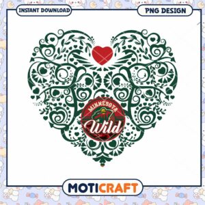 Minnesota Wild Heart Floral Art PNG Design Download