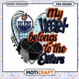 Oilers Hockey Heart PNG Sublimation