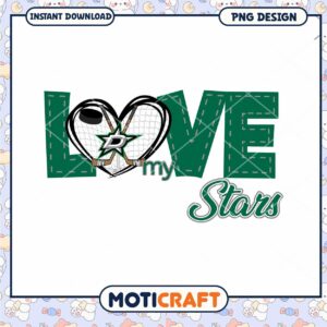 Dallas Stars Love PNG Sublimation