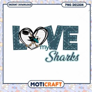 Love My Sharks Hockey PNG Design