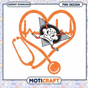 Orange Heart Stethoscope Hockey PNG