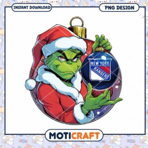 Grinch NY Rangers Christmas Ornament PNG