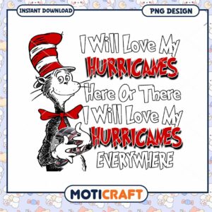 Cat in Hat Hurricanes PNG Design