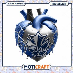 Maple Leafs Heart PNG Design Instant Download