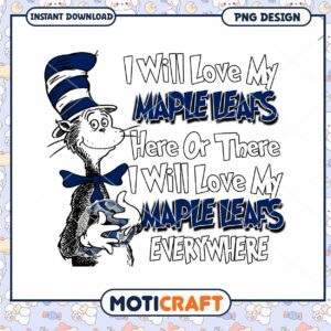 Cat in Hat Maple Leafs PNG Design