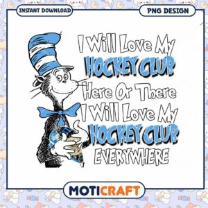 Cat in Hat Hockey Club PNG Design