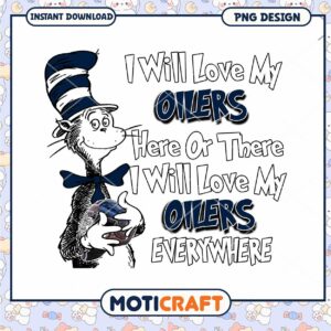 Cat in Hat Oilers PNG Design