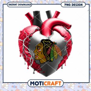 Chicago Blackhawks Heart PNG Design