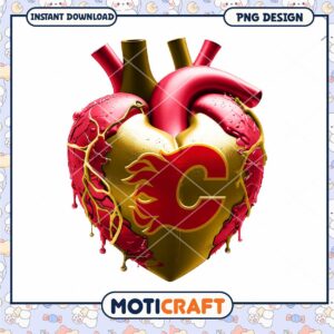 Calgary Flames Heart PNG Design