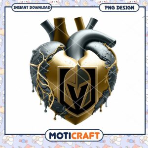 Vegas Golden Knights Heart PNG Design