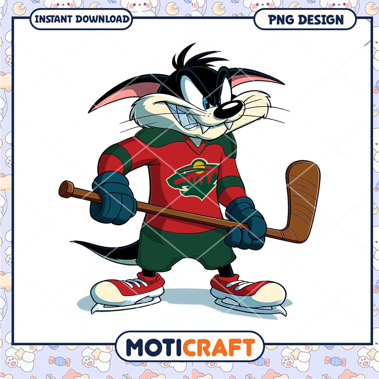 Hockey Mouse Character PNG Instant Download Design Art Hockey Mouse Character PNG Instant Download Design Art