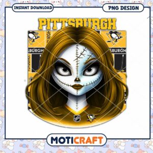 Pittsburgh Penguins Female Skull PNG Design Download