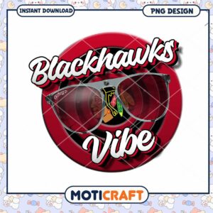 Chicago Blackhawks Vibe Retro Sunglasses PNG Design