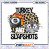 Turkey and Slapshots Fun Hockey Design PNG Downloadable Art