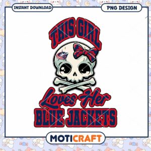 Girl Skull Design Loves Her Blue Jackets PNG Download Girl Skull Design Loves Her Blue Jackets PNG Download