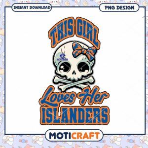 Skull Design for Girls Who Love the Islanders PNG Art