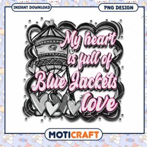 Heartfelt Blue Jackets Love PNG Design for Fans