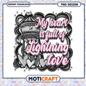 Heart Full of Lightning Love PNG Design Downloadable Art