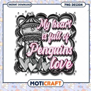 Heartfelt Penguins Love Art PNG Instant Download Design