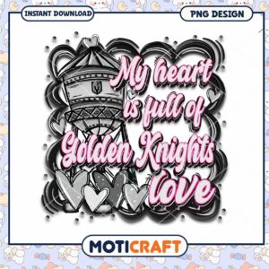 Golden Knights Love Heart PNG Design for Fans Golden Knights Love Heart PNG Design for Fans