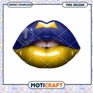 Stylish Blue and Yellow Lip Design PNG Downloadable File