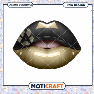 Stylish Black and Gold Lips PNG Digital Download Design