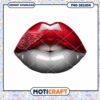 Bold Red and Gray Lips PNG Design for Instant Download
