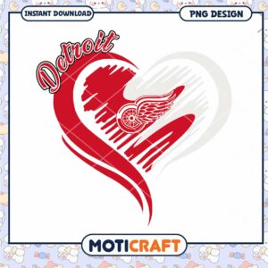 Detroit Heart Design with Wings PNG Instant Download