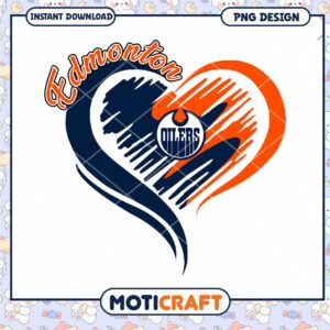 Edmonton Oilers Heart Design PNG Instant Download Art