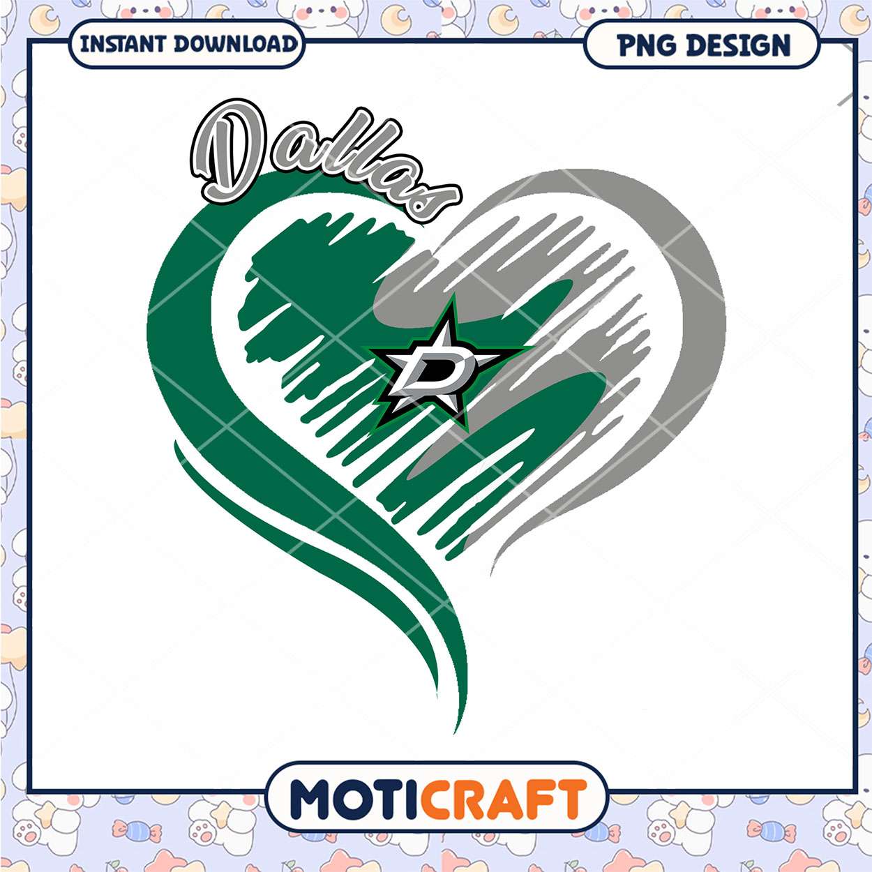 Dallas Stars Heart PNG Design for Instant Download Dallas Stars Heart PNG Design for Instant Download