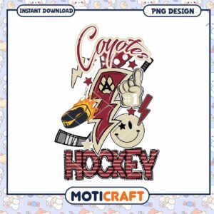 Coyote Hockey Fun Graphic Design PNG Instant Download
